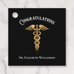 Étiquettes Cadeau Félicitations Docteur Médecin Caduceus