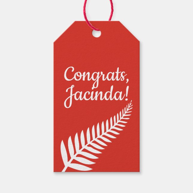 Étiquettes-cadeau Félicitations, Jacinda ! Texte personnalisé et cou (Devant)