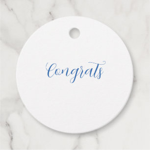 Étiquettes Cadeau félicitations nom bleu stylé diplôme date année