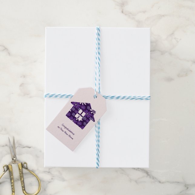 Étiquettes-cadeau Félicitations simples et violettes pour votre nouv (Avec de laficelle)
