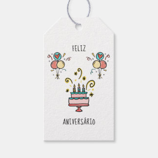 Étiquettes-cadeau Féliz Aniversário | Joyeux anniversaire
