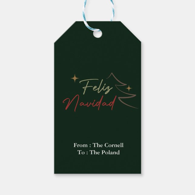Étiquettes-cadeau Feliz Navidad Script (Devant)
