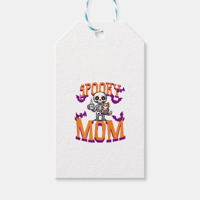 Étiquettes-cadeau Femens Skeleton Chat et café maman éffrayante pour (Devant)