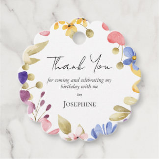 Étiquettes Cadeau Feminine Floral Wreath Anniversaire