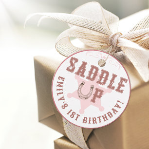 Étiquettes Cadeau Femme Occidentale Rose selle vers le haut Annivers
