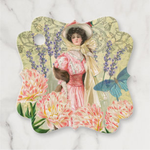 Étiquettes Cadeau Femme victorienne florale rose Régence