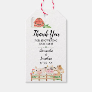Étiquettes-cadeau Ferme Bébé Animaux Baby shower Favoriser