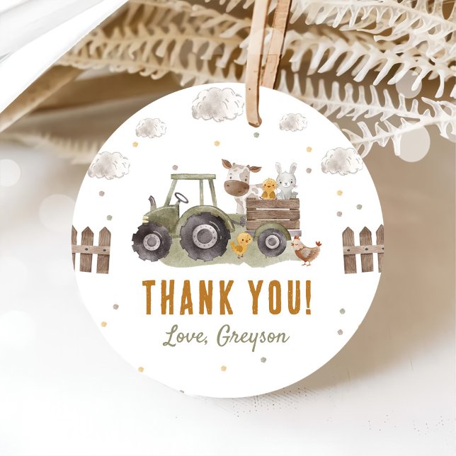 Étiquettes Cadeau Ferme de tracteur Animaux de fête d'anniversaire G (Créateur téléchargé)