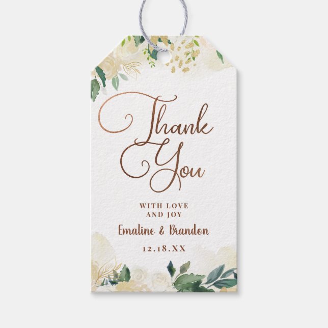 Étiquettes-cadeau Ferme Pays rustique frais Merci floral (Devant)