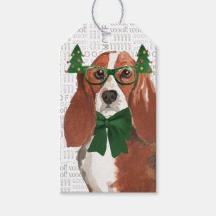 Étiquettes-cadeau Festif Basset Hound Fête Chien de Noël