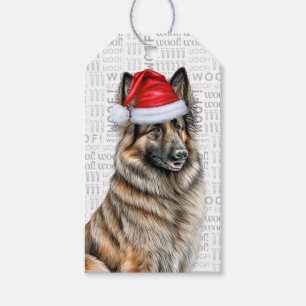 Étiquettes-cadeau Festif Belge Tervuren Fête Chien de Noël