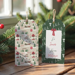 Étiquettes-cadeau Festif Fala Vintage Christmas Tree Farm à de
