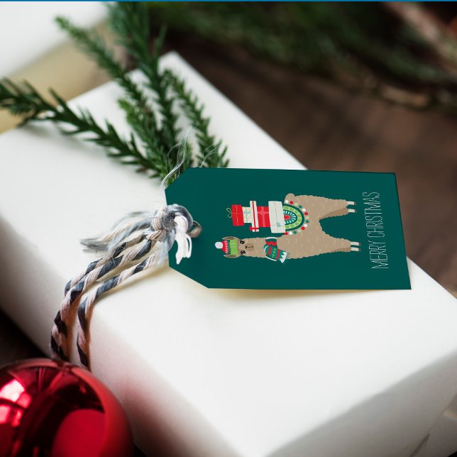 Étiquettes-cadeau Festif Noël Alpaca Personnalisé (Créateur téléchargé)