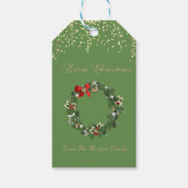 Étiquettes-cadeau Festif Noël Wreath, Confetti, Vert
