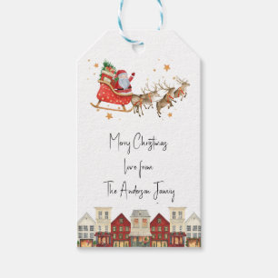 Étiquettes-cadeau Festif plaisir aquarelle famille noël