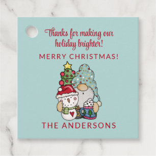 Étiquettes Cadeau Festif rustique Gnome Joyeux Noël