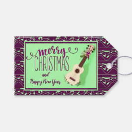 Étiquettes-cadeau Festif Ukulele Bows and Berries Joyeux Noël