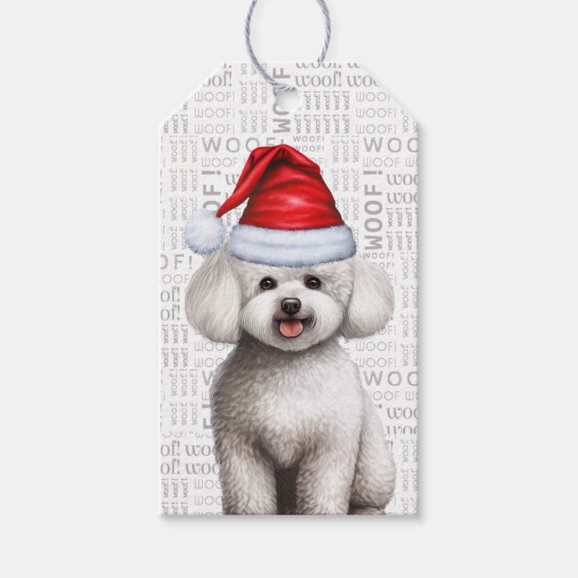 Étiquettes-cadeau Festive Bichon Frise Chien Noël (Devant)