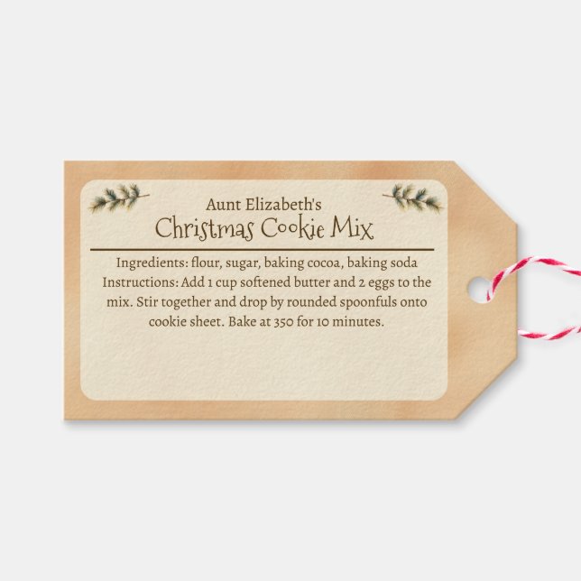 Étiquettes-cadeau Festive Christmas Cookie Mix Personalized Beige (Devant (Horizontal))