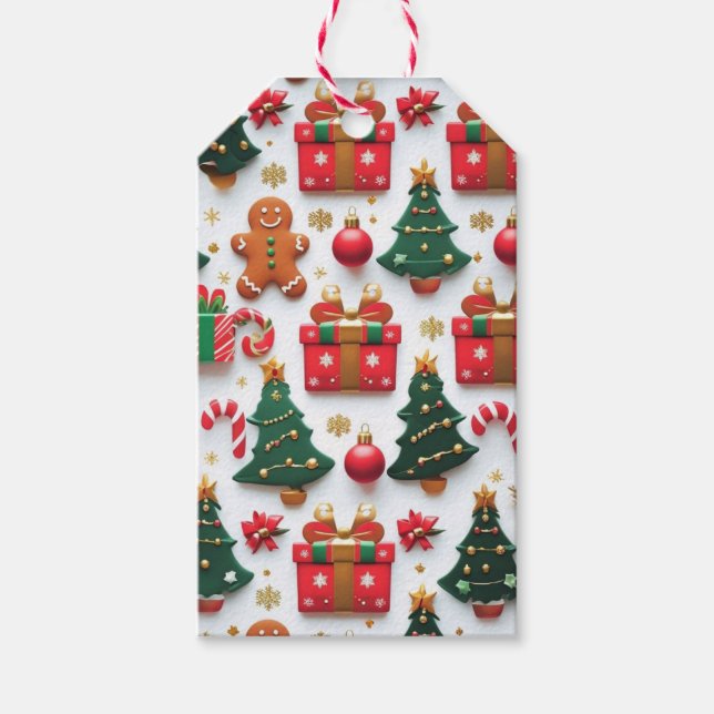Étiquettes-cadeau Festive Christmas Pattern (Devant)