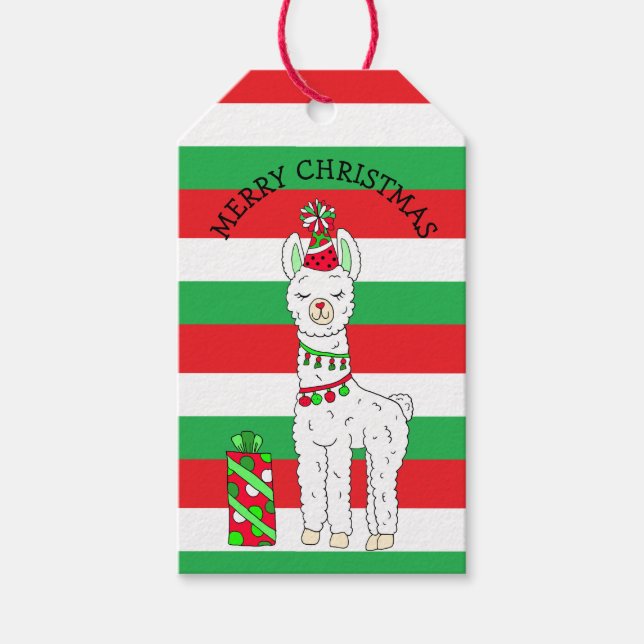 Étiquettes-cadeau Festive de Noël Llama Fa La Cute (Devant)