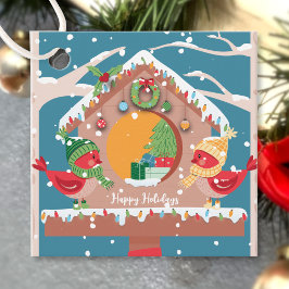 Étiquettes Cadeau Festive Fête Birdhouse avec Cardinals Tags cadeaux