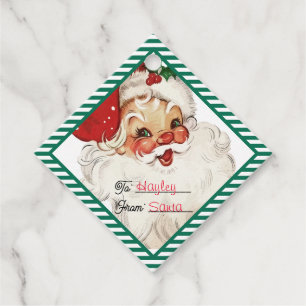 Étiquettes Cadeau Festive Gris Vert De Père Noël Cadeau