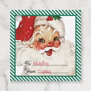Étiquettes Cadeau Festive Gris Vert De Père Noël Cadeau