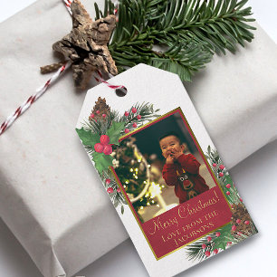 Étiquettes-cadeau Festive Holly & Pine Joyeux Noël