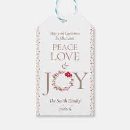 Étiquettes-cadeau Festive Noël JOIE Wreath | Beige rouge