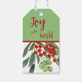 Étiquettes-cadeau Festive Red Green Holly Berry Joy Noël
