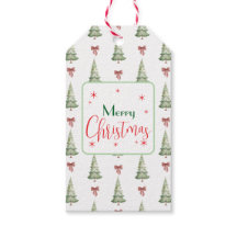 Festive Red Green Script Tree Bow To From Gift Tag