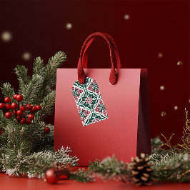 Étiquettes-cadeau Festive Xmas Tree Pattern Red, Green & Gold