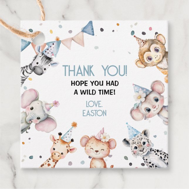Étiquettes Cadeau Fête animaux mignonette safari garçon fête d'anniv (Devant)