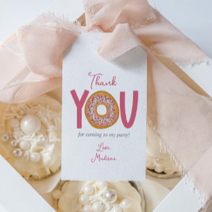 Étiquettes-cadeau Fête Anniversaire de beigne rose mignonne Favorise
