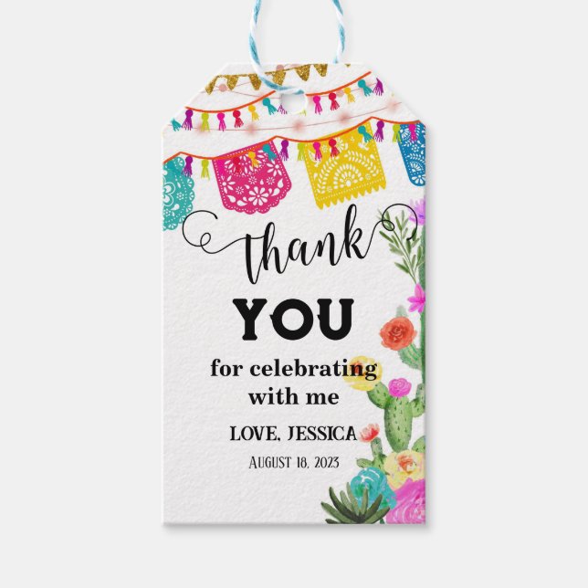 Étiquettes-cadeau Fête Anniversaire Invitation soirée mexicaine (Devant)