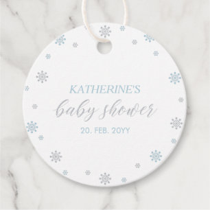 Étiquettes Cadeau Fête bébé Bleu & Argent Noël Wonderland
