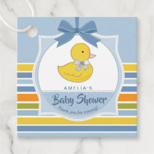 Étiquettes Cadeau Fête bébé canard en caoutchouc bleu ID641