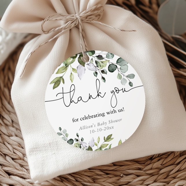 Étiquettes Cadeau Fête bébé de verdure douce neutre en genre (Créateur téléchargé)