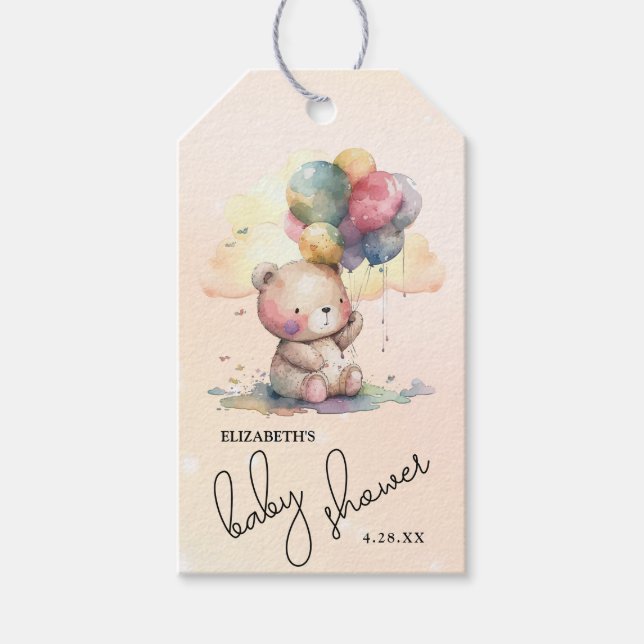 Étiquettes-cadeau Fête bébé ours en peluche (Devant)