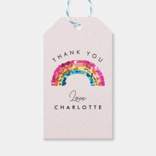 Étiquettes-cadeau Fête d'anniversaire arc-en-ciel scintillant mignon