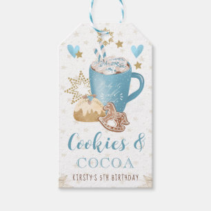 Étiquettes-cadeau Fête d'anniversaire aux biscuits bleus et au cacao