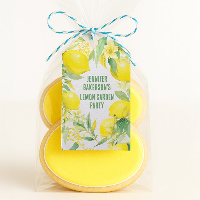Étiquettes-cadeau Fête d'anniversaire avec motif de citron à l'aquar (Watercolor Lemon Pattern Birthday Party Gift Tags
)