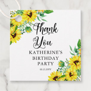 Étiquettes Cadeau Fête d'anniversaire Boho Sunflowers Merci