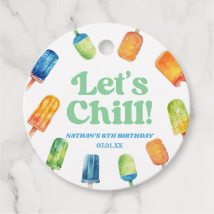 Étiquettes Cadeau Fête d'anniversaire Chill Blue Retro Popsicle