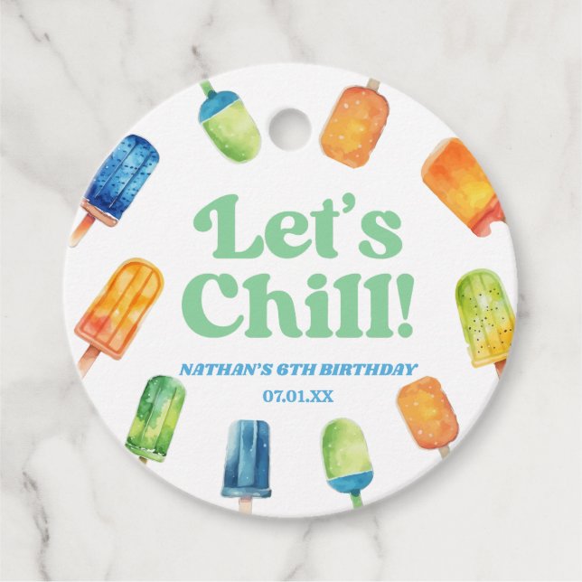 Étiquettes Cadeau Fête d'anniversaire Chill Blue Retro Popsicle (Devant)