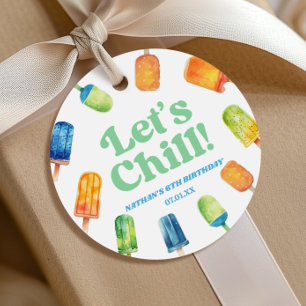 Étiquettes Cadeau Fête d'anniversaire Chill Blue Retro Popsicle