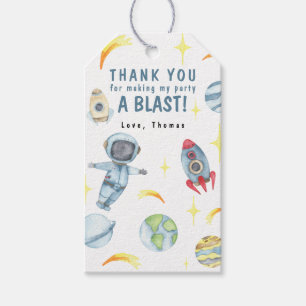 Étiquettes-cadeau Fête d'anniversaire d'astronaute de fusée de l'esp