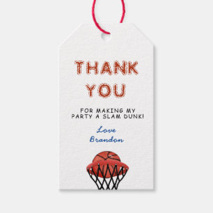 Étiquettes-cadeau Fête d'anniversaire de basketball Merci