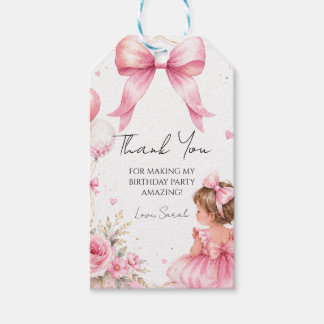 Étiquettes-cadeau Fête d'anniversaire de bébé fille à l'aquarelle ro